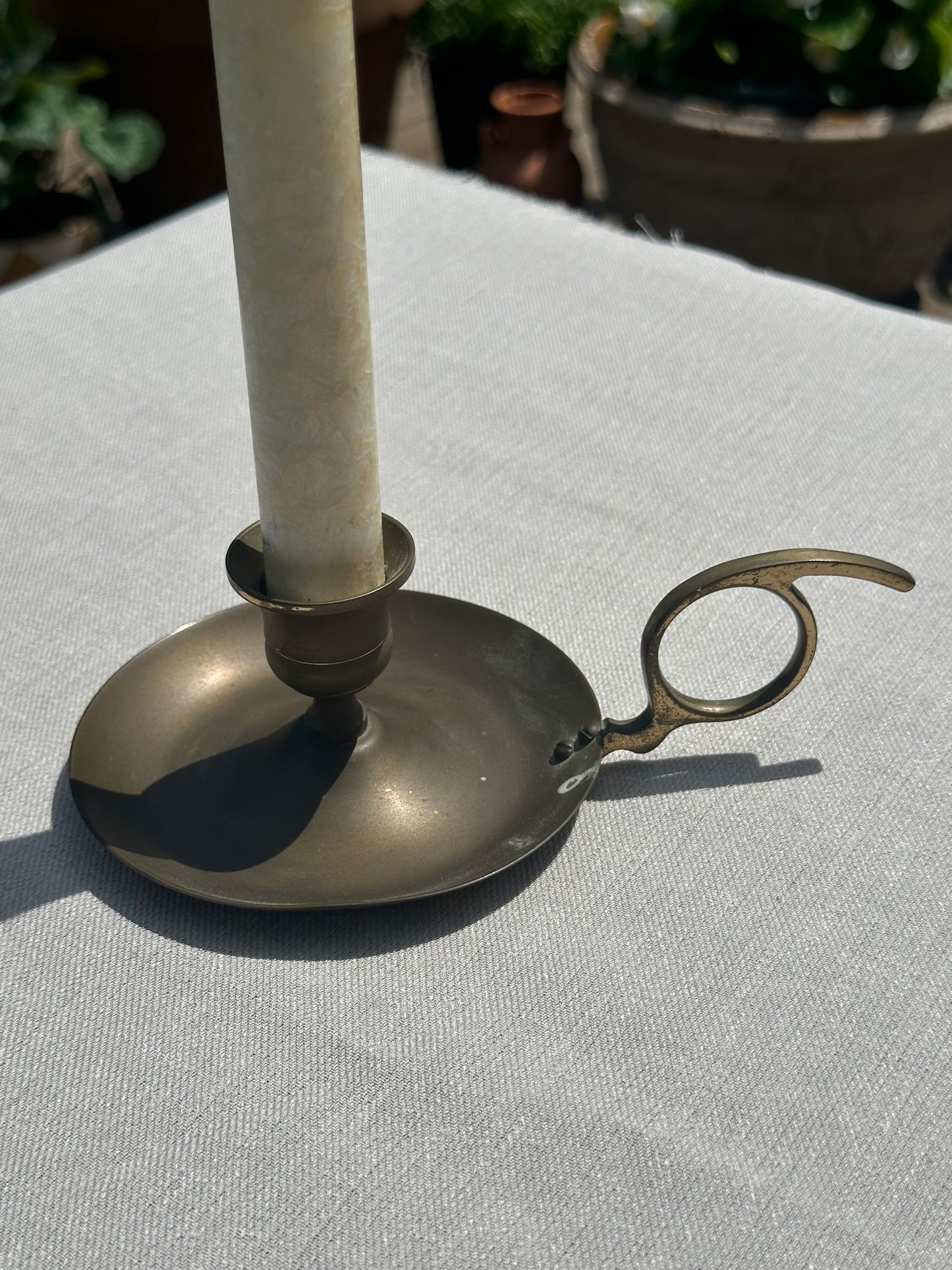 Brass Candle Holder with Finger Holder