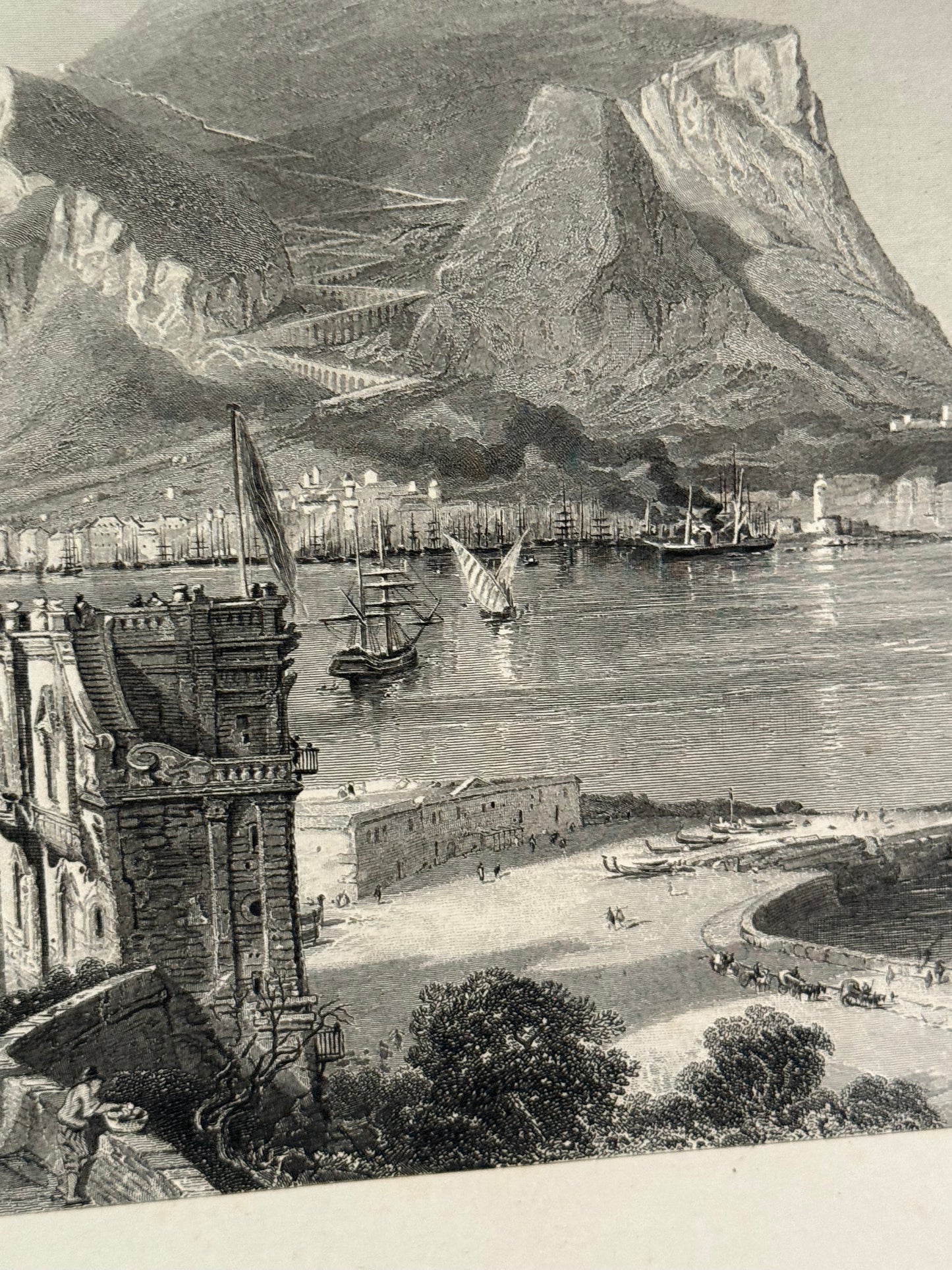 Antique Lithograph of Monte Pellegrino, in Sicily Italy