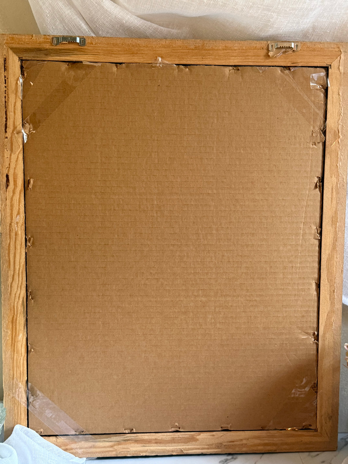 Hand Drawn French Sailboat Art in Rustic Frame (no glass)