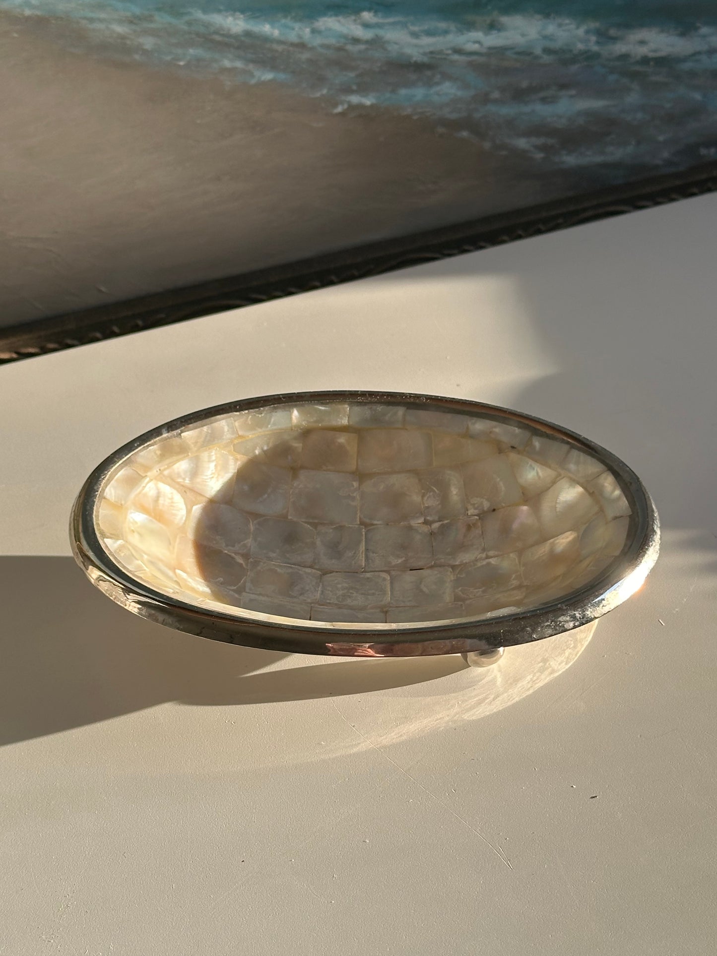 SIlver Mother of Pearl Soap Dish