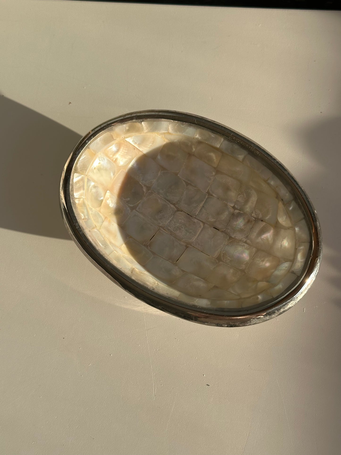 SIlver Mother of Pearl Soap Dish