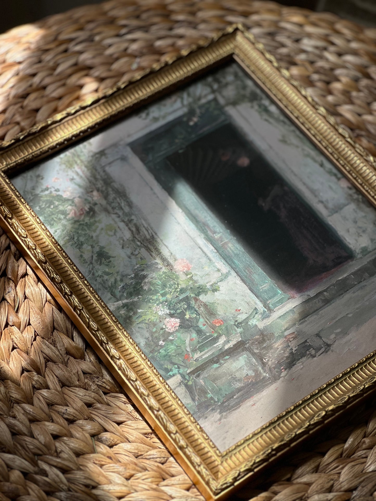 Gold Vintage Frame with Print of "In The Doorway"