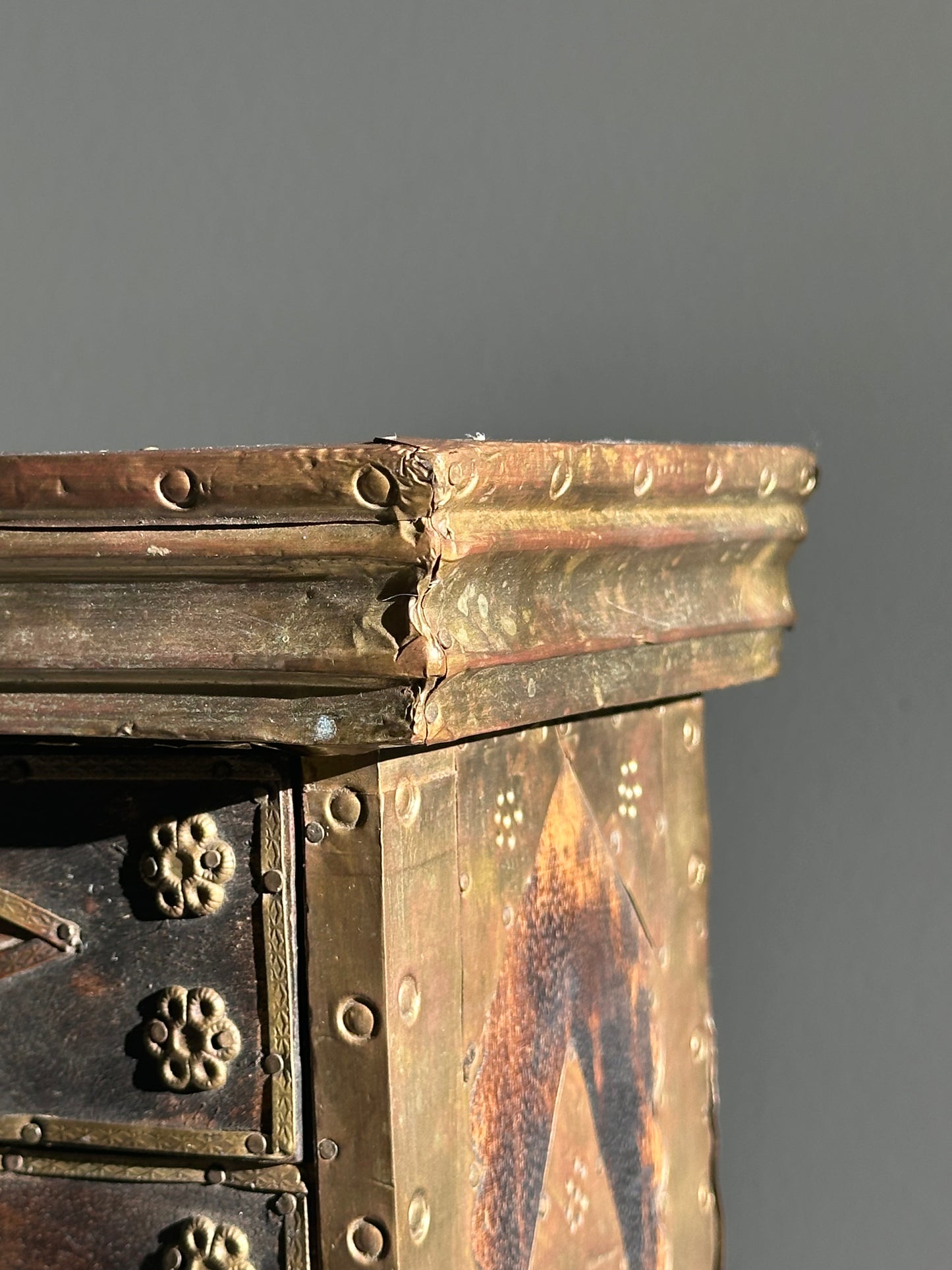 Italian Florentine Wood & Brass Jewelry Box