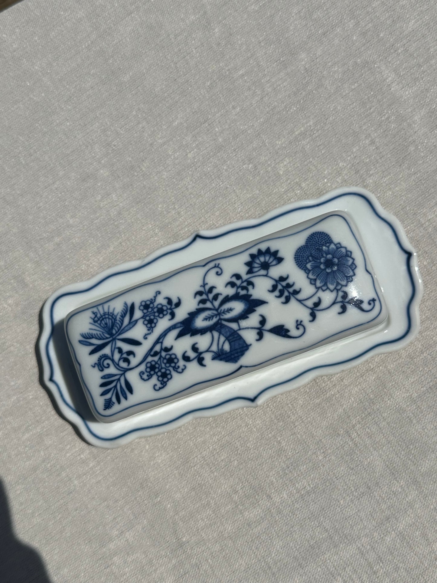 Blue and White Porcelain Butter Dish