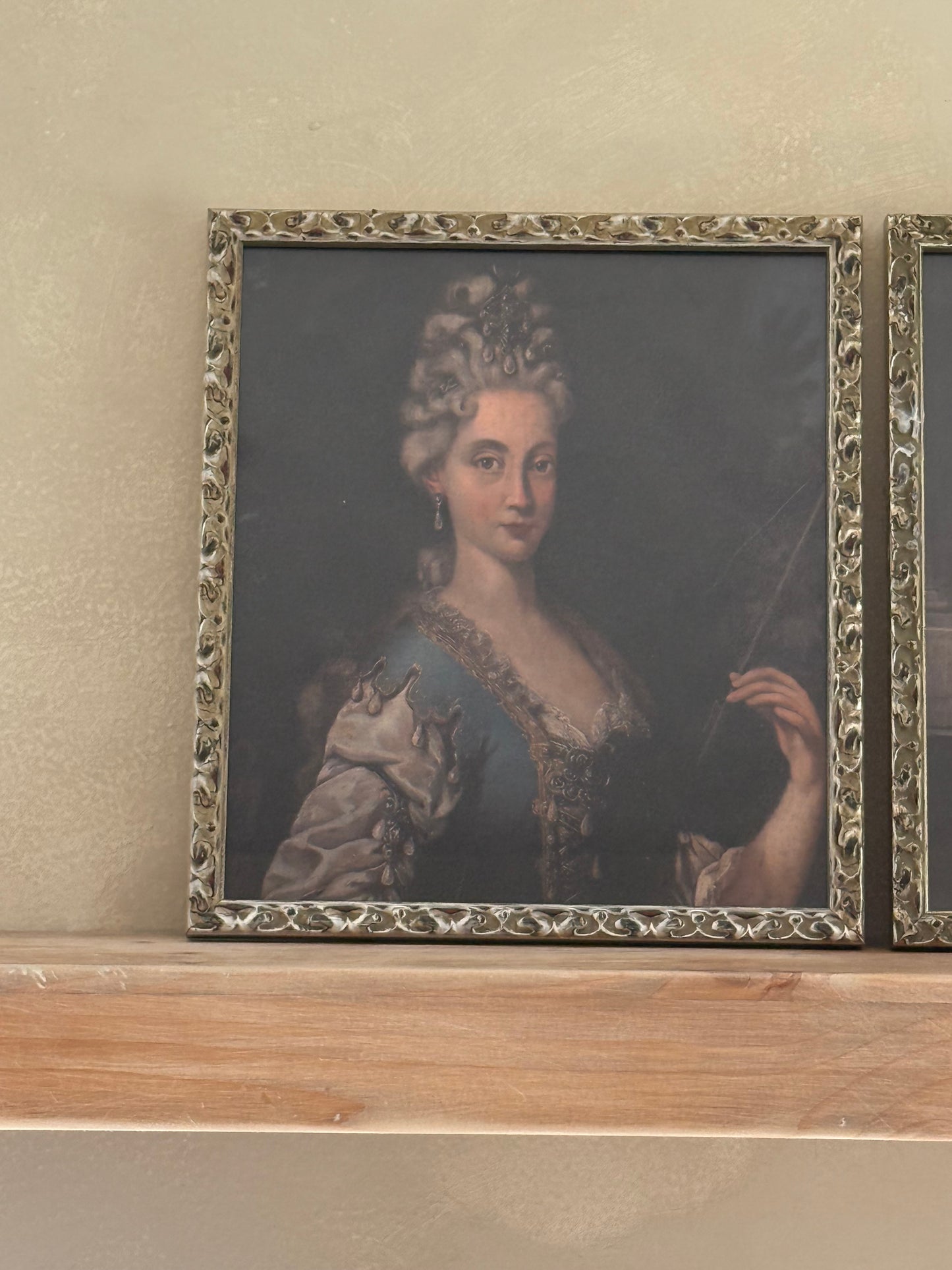 Pair of Vintage Frames with Portrait Paintings (reprinted on canvas)