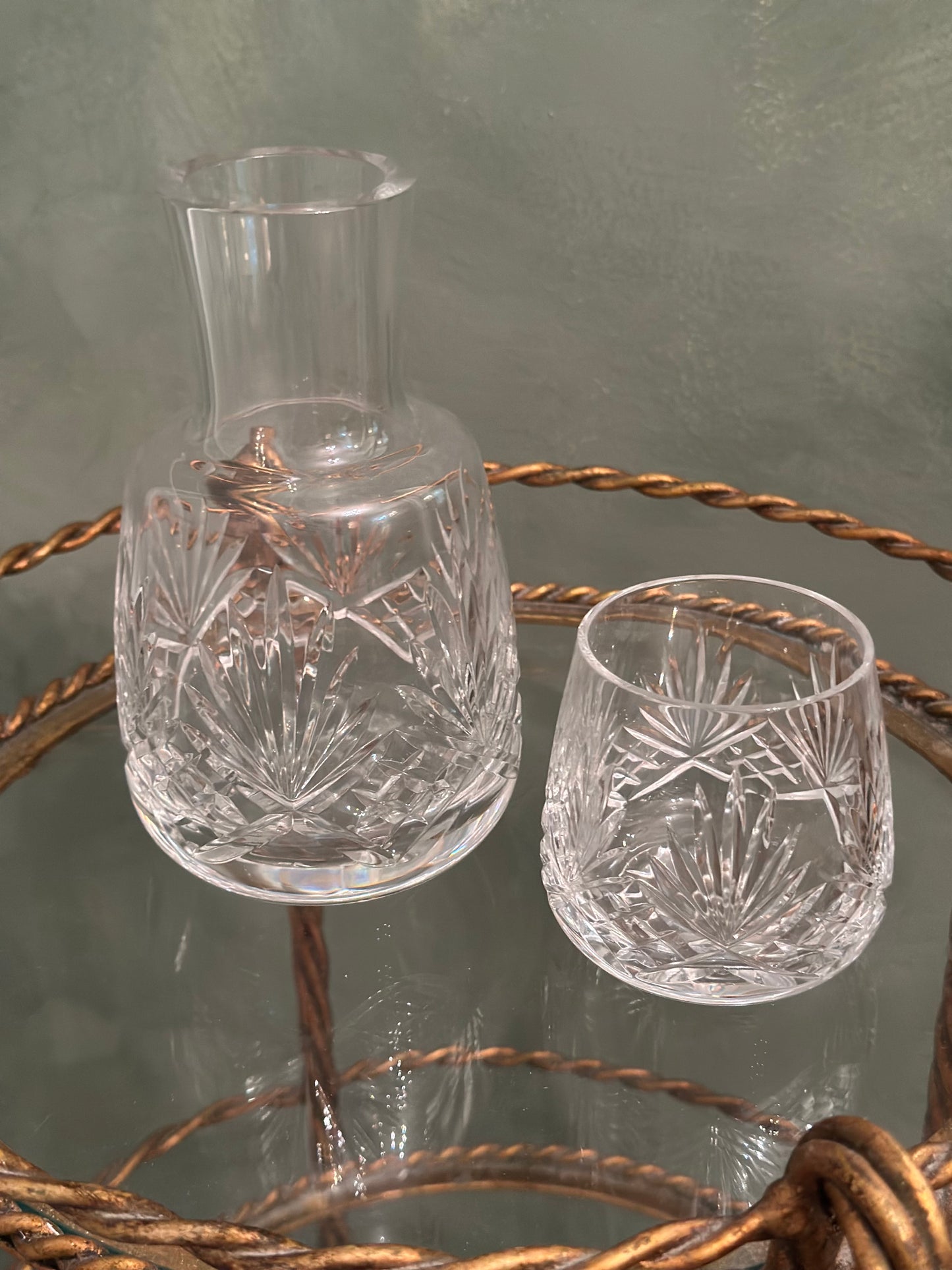 Cut Crystal Carafe and Cup