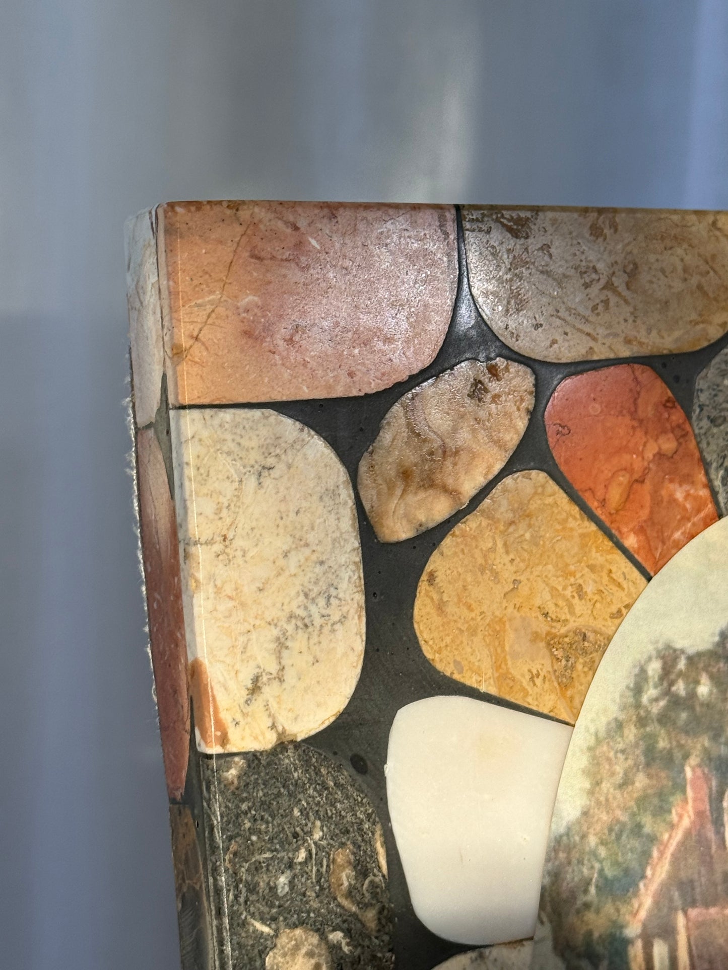 Multi Colored Stone Frame with European Scene Painting (print)