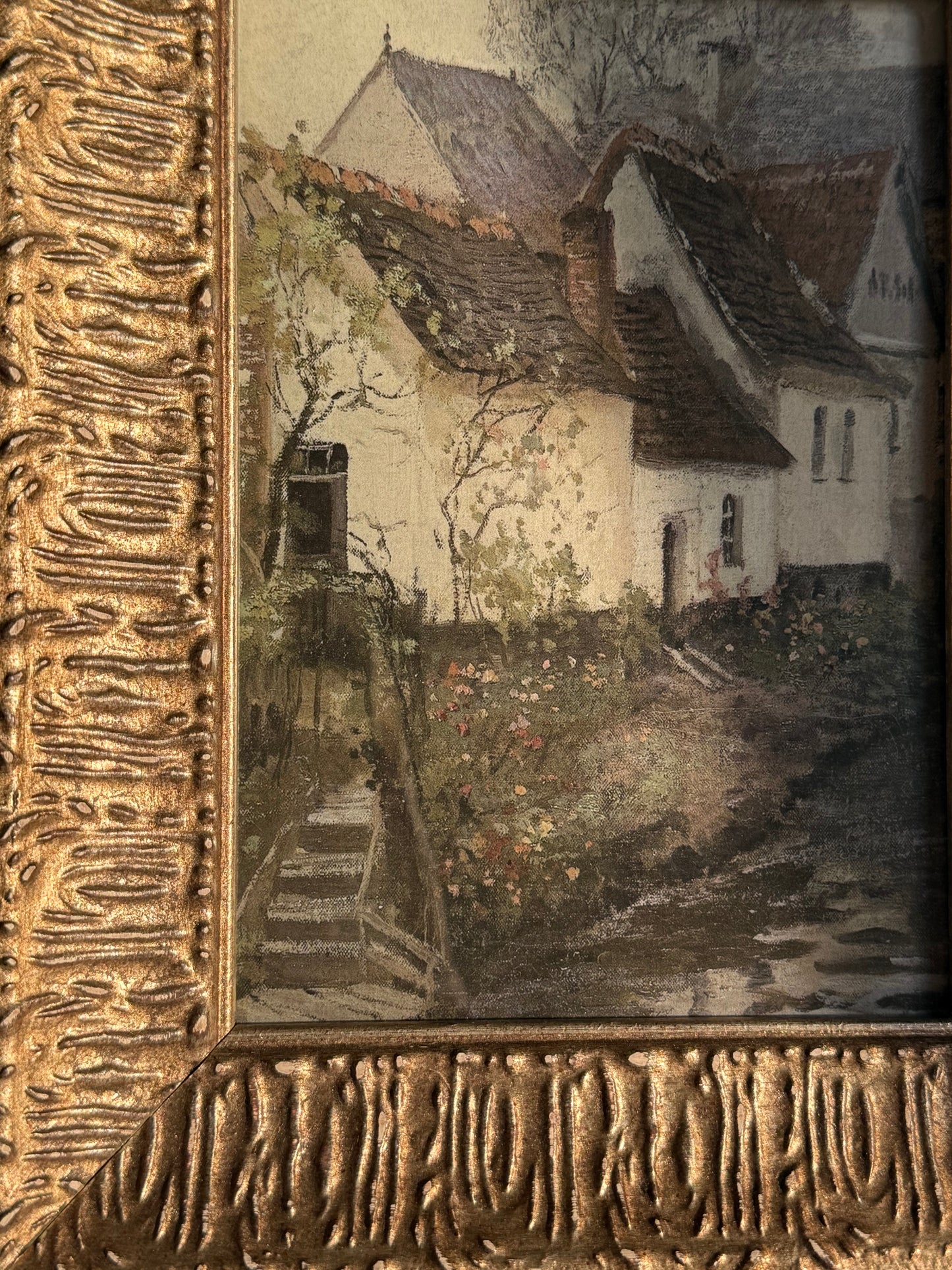Frame with European Village Print