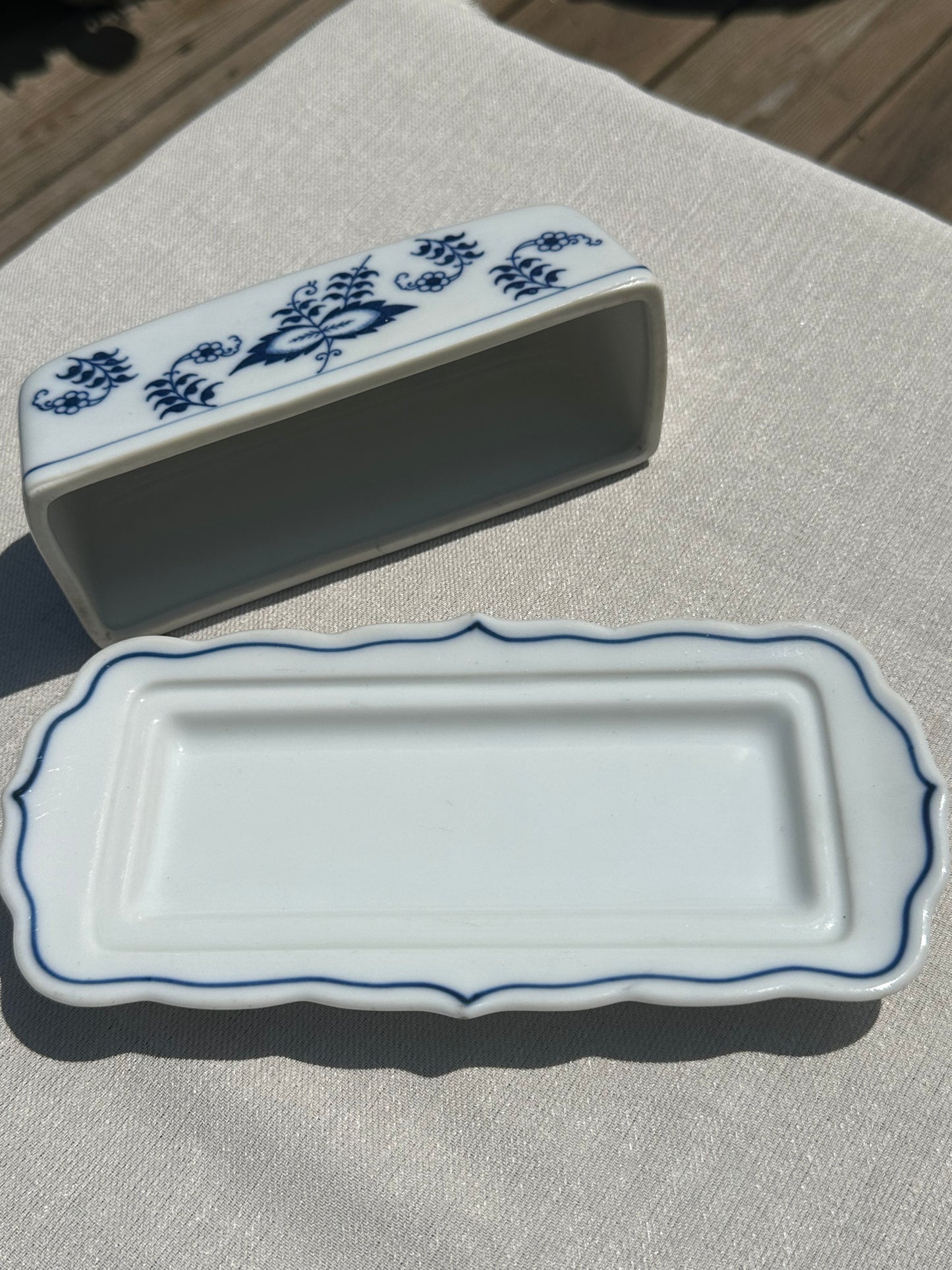 Blue and White Porcelain Butter Dish