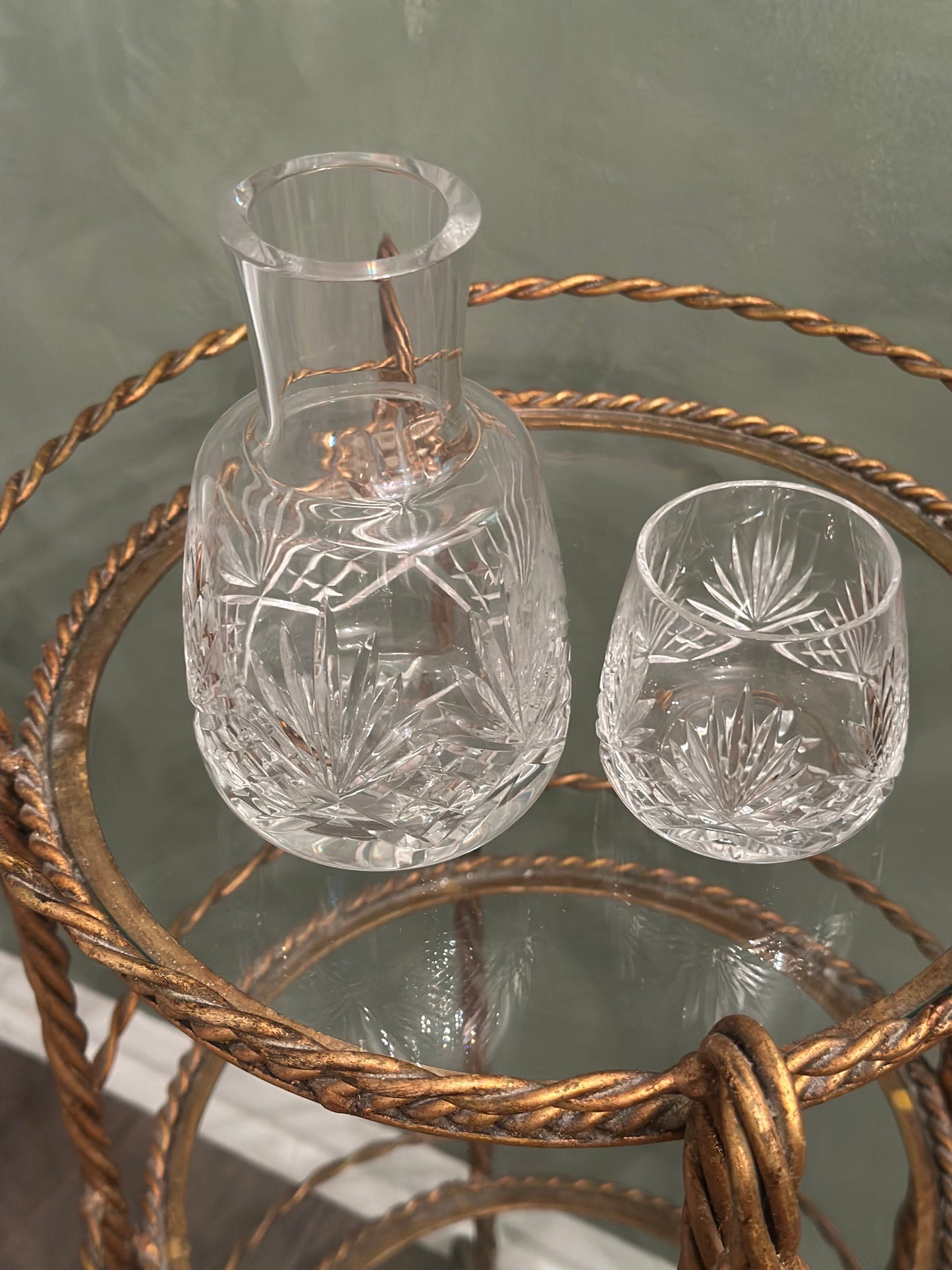 Cut Crystal Carafe and Cup