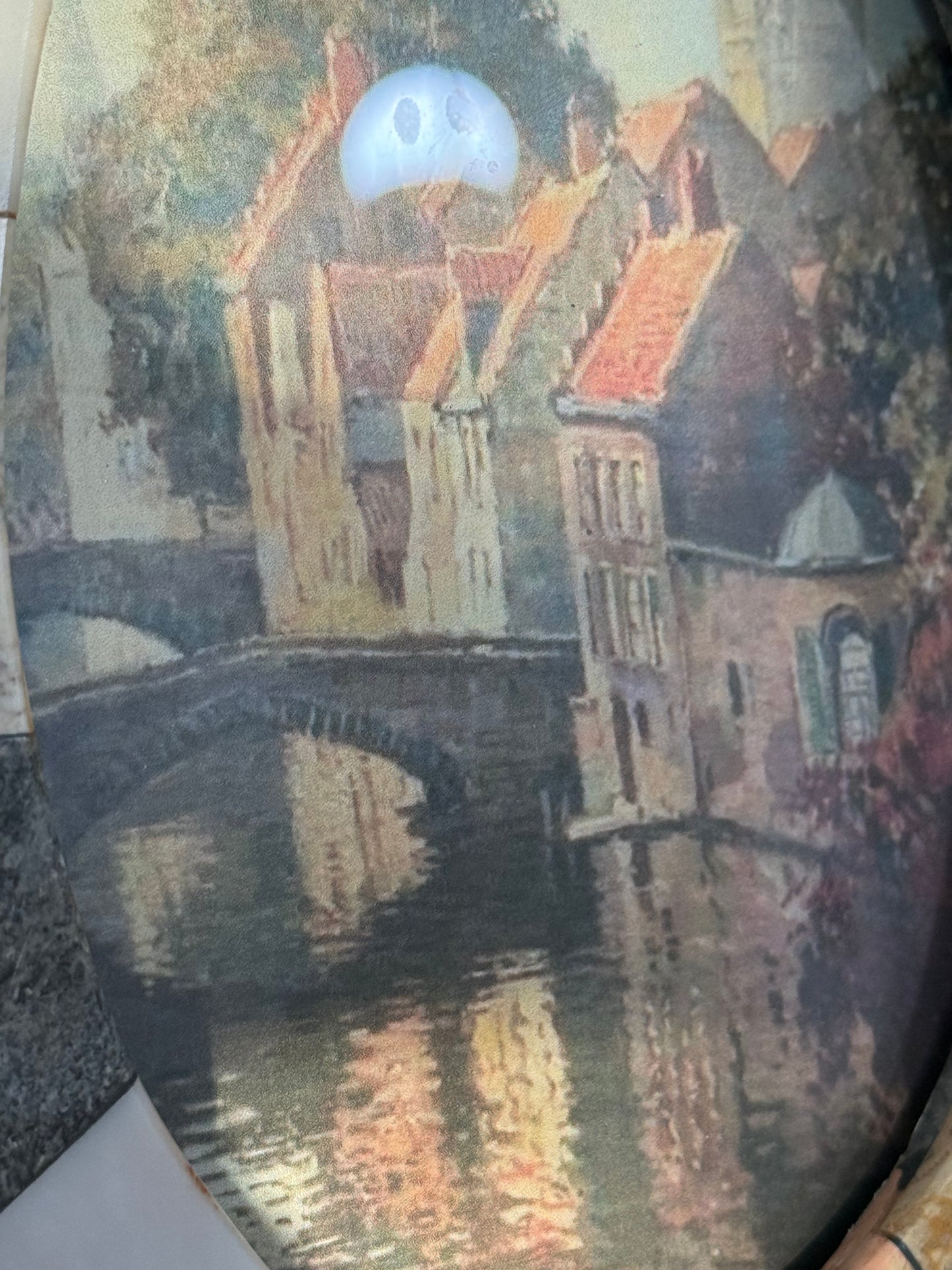Multi Colored Stone Frame with European Scene Painting (print)