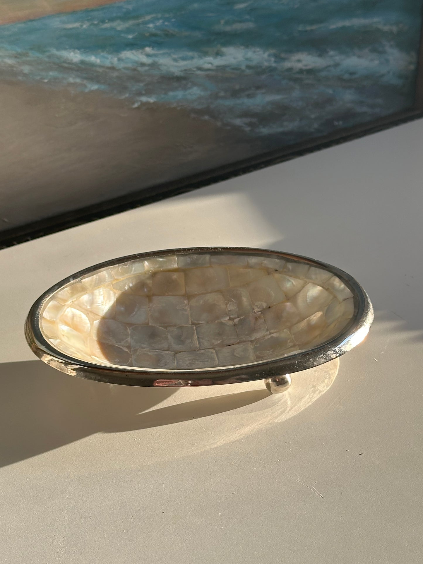 SIlver Mother of Pearl Soap Dish