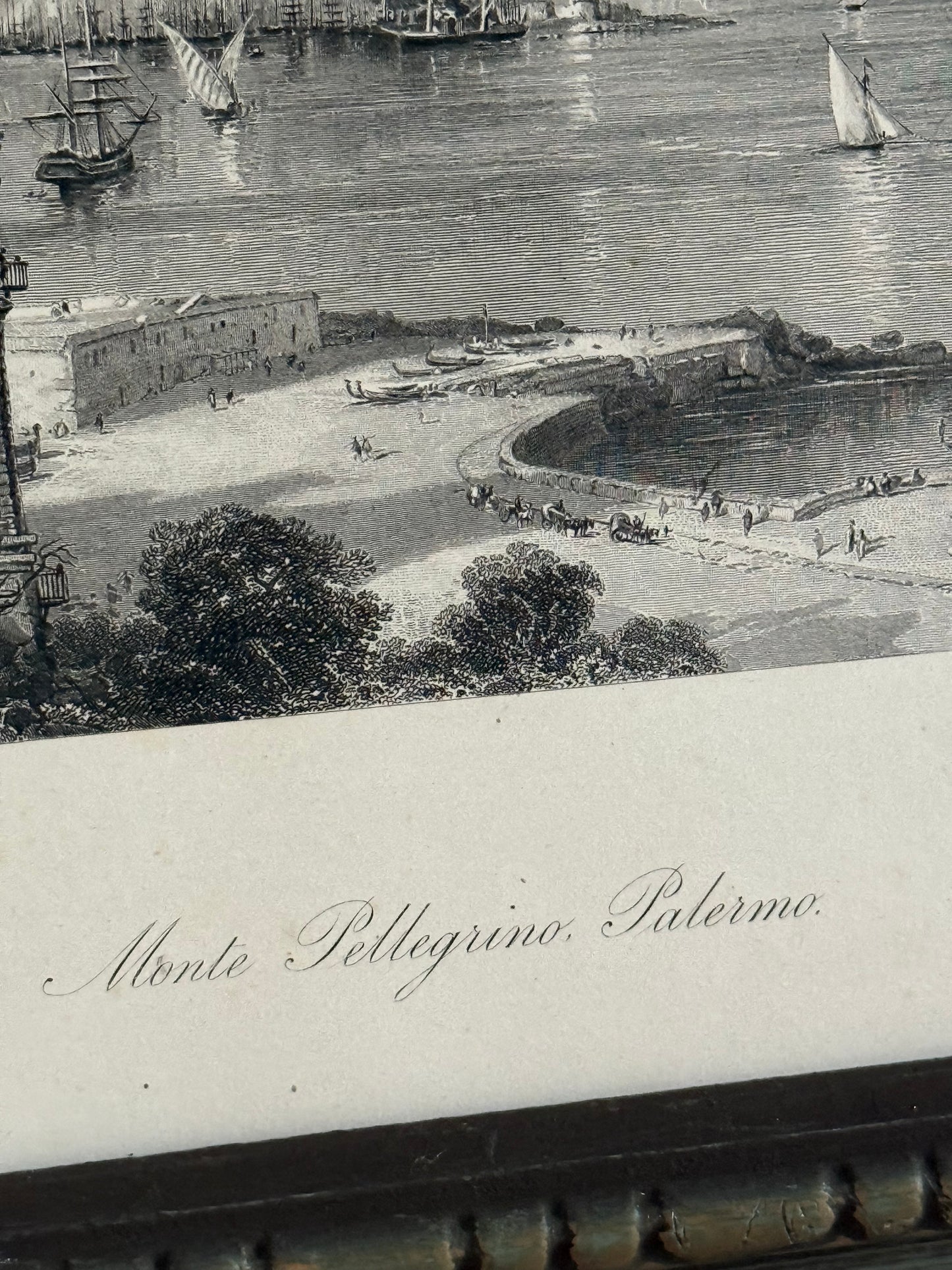 Antique Lithograph of Monte Pellegrino, in Sicily Italy
