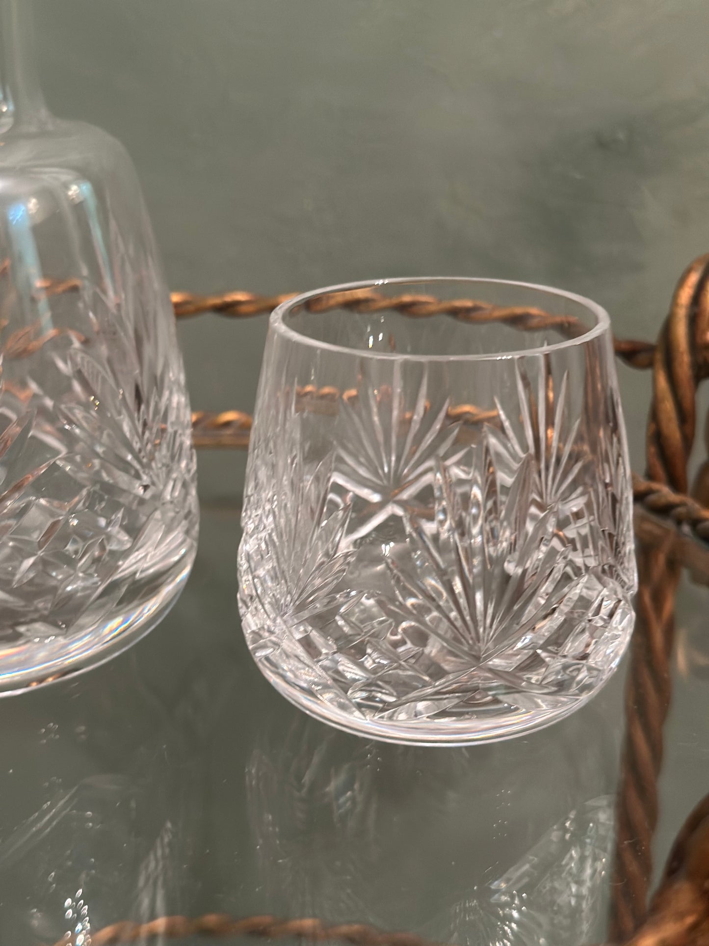 Cut Crystal Carafe and Cup