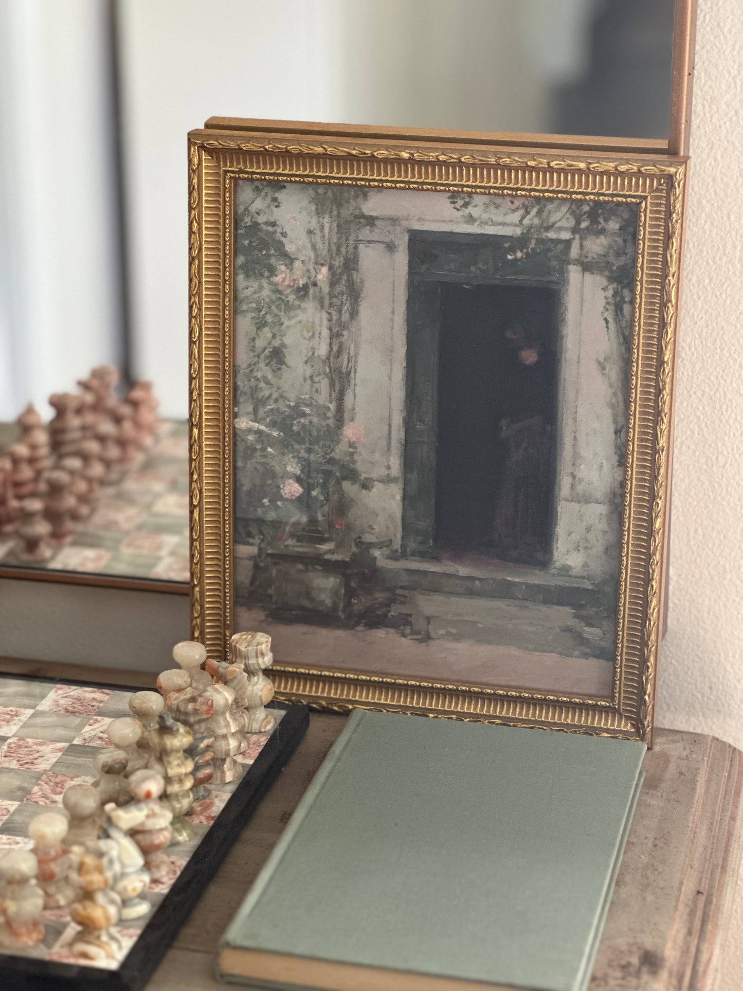 Gold Vintage Frame with Print of "In The Doorway"
