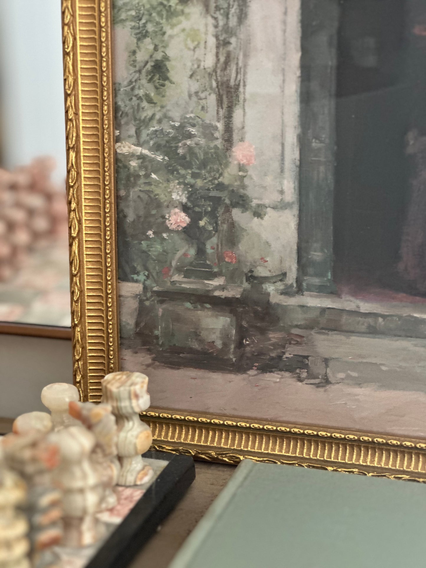 Gold Vintage Frame with Print of "In The Doorway"