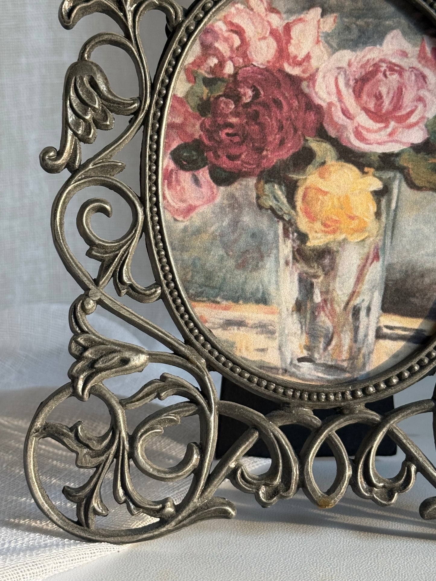 Ornate Vintage Frame with Still Life Floral Print