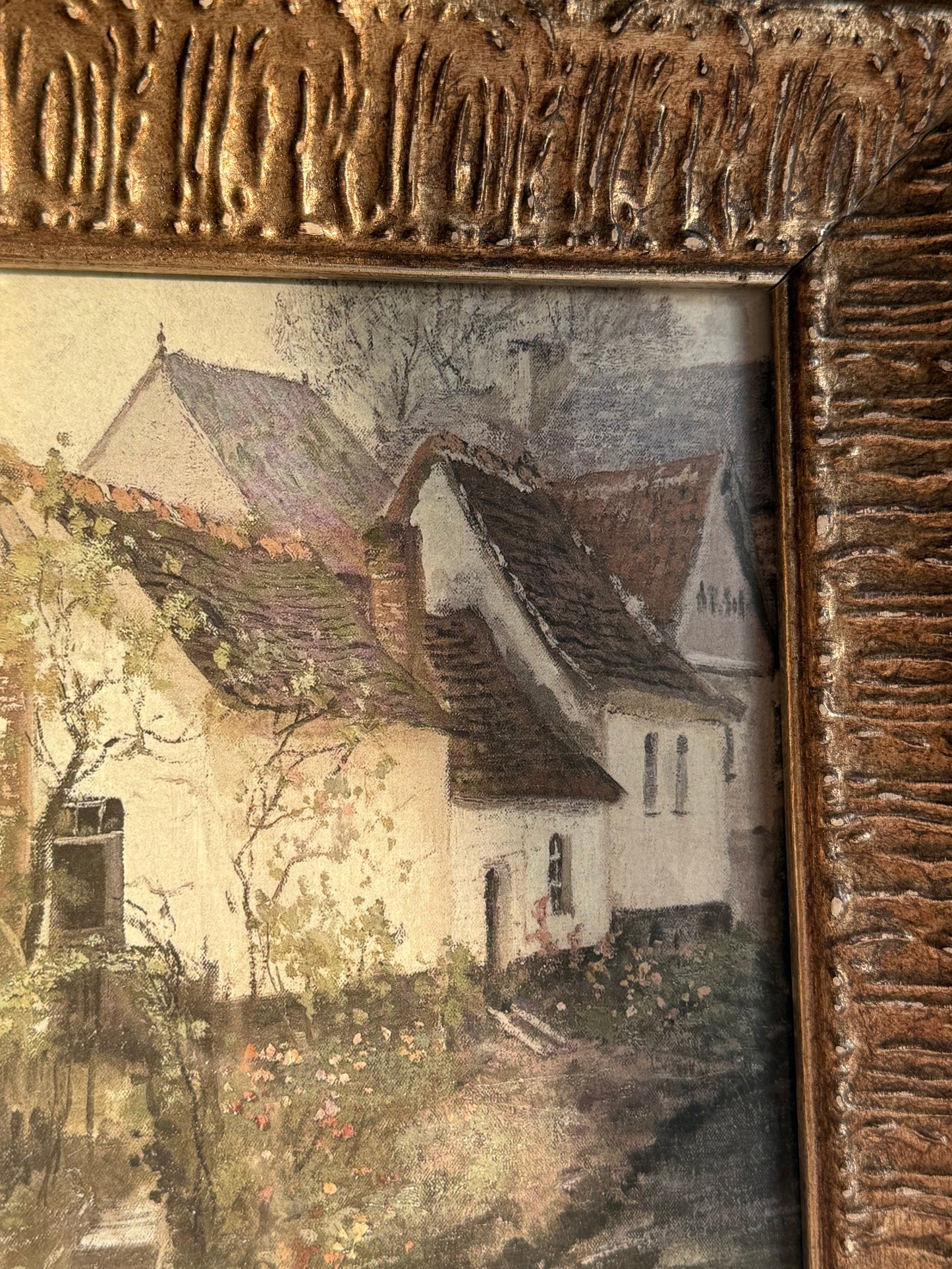 Frame with European Village Print