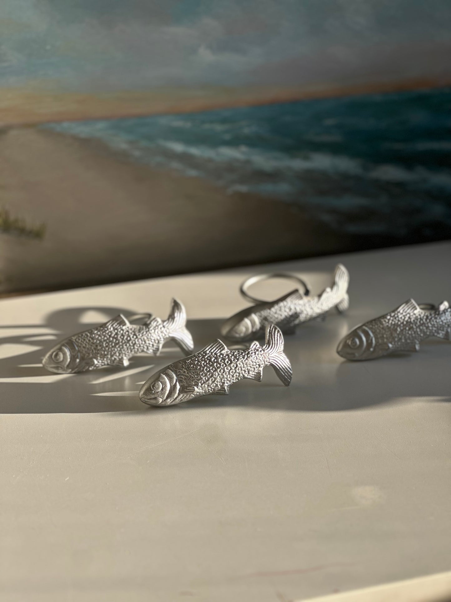 Set of 4 Silver Fish Napkin Rings