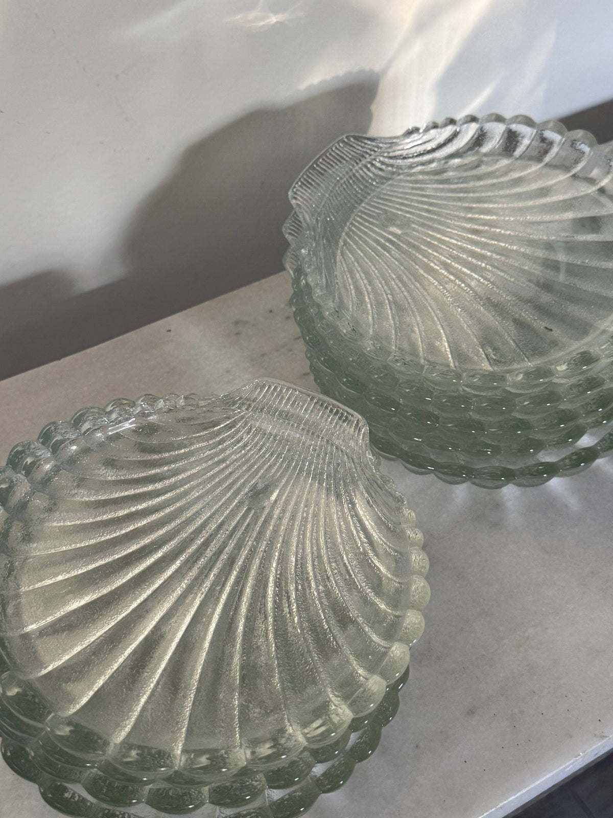 Glass Seashell Plates Set of 4
