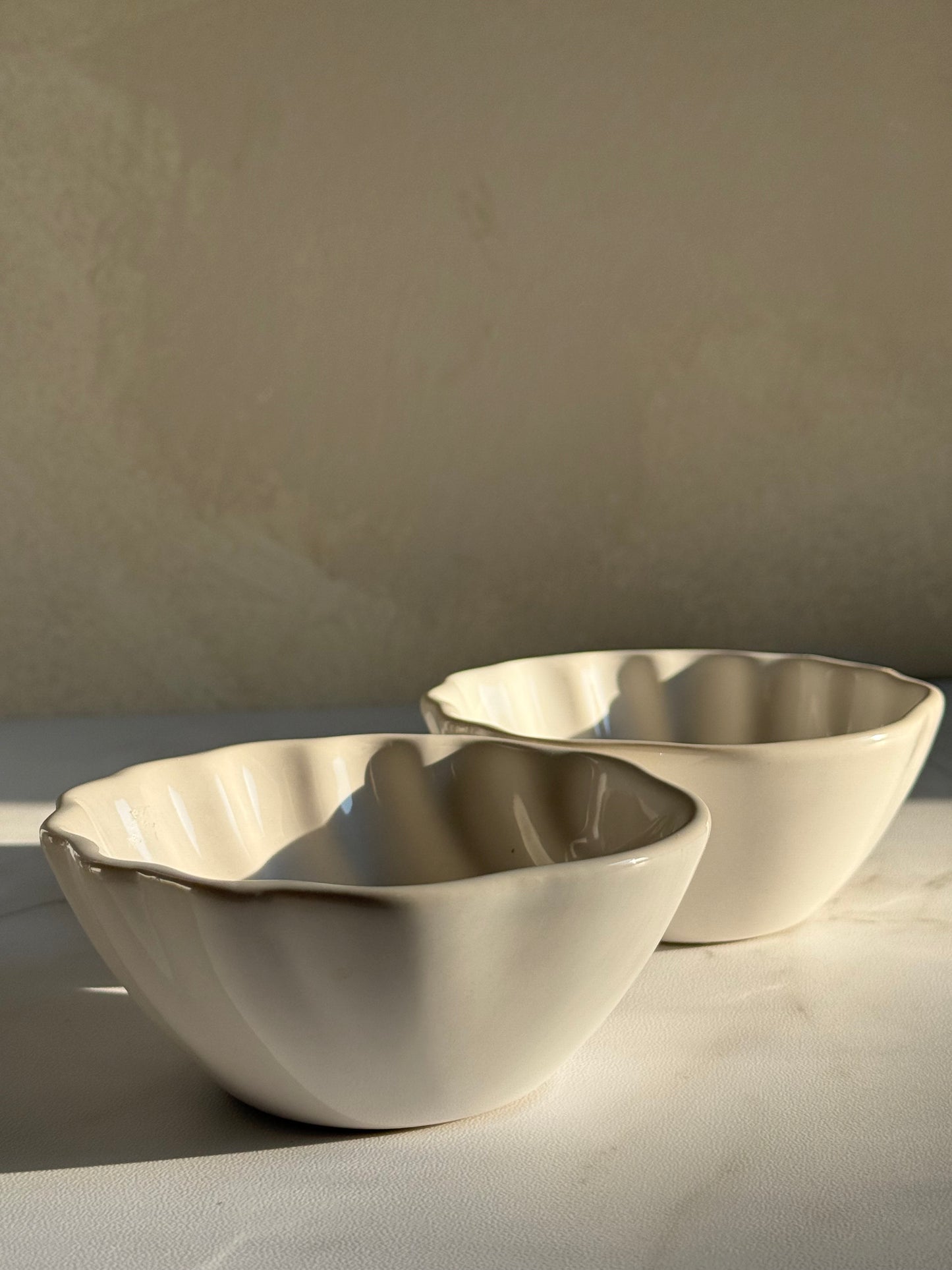 Set of 2 Small Seashell Ceramic Bowls