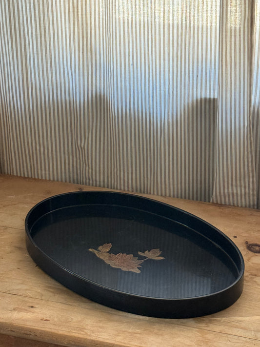 Black Floral Tray
