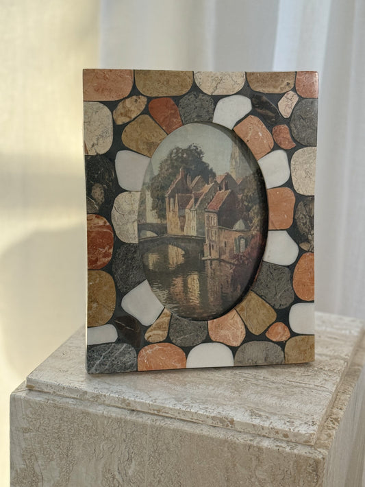 Multi Colored Stone Frame with European Scene Painting (print)