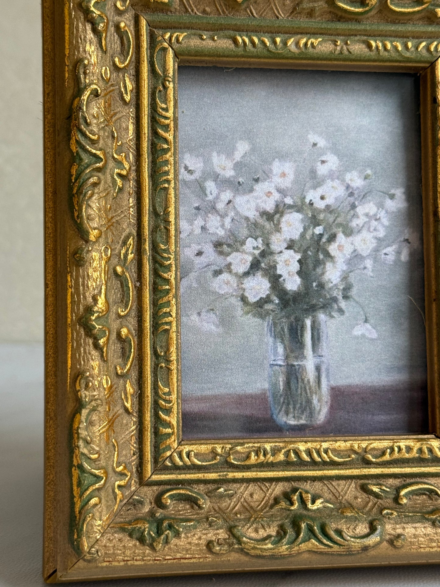 Small Gold Ornate Frame with Floral Painting (print)