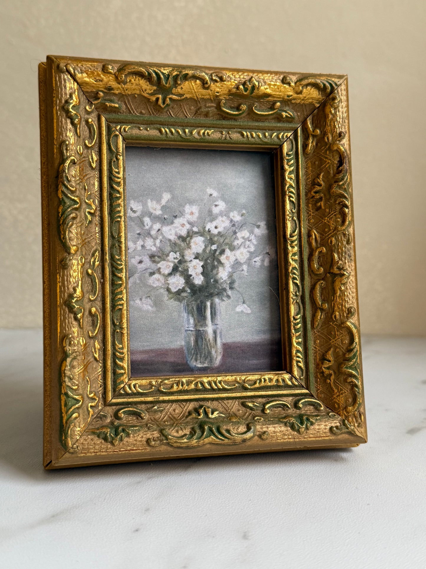Small Gold Ornate Frame with Floral Painting (print)