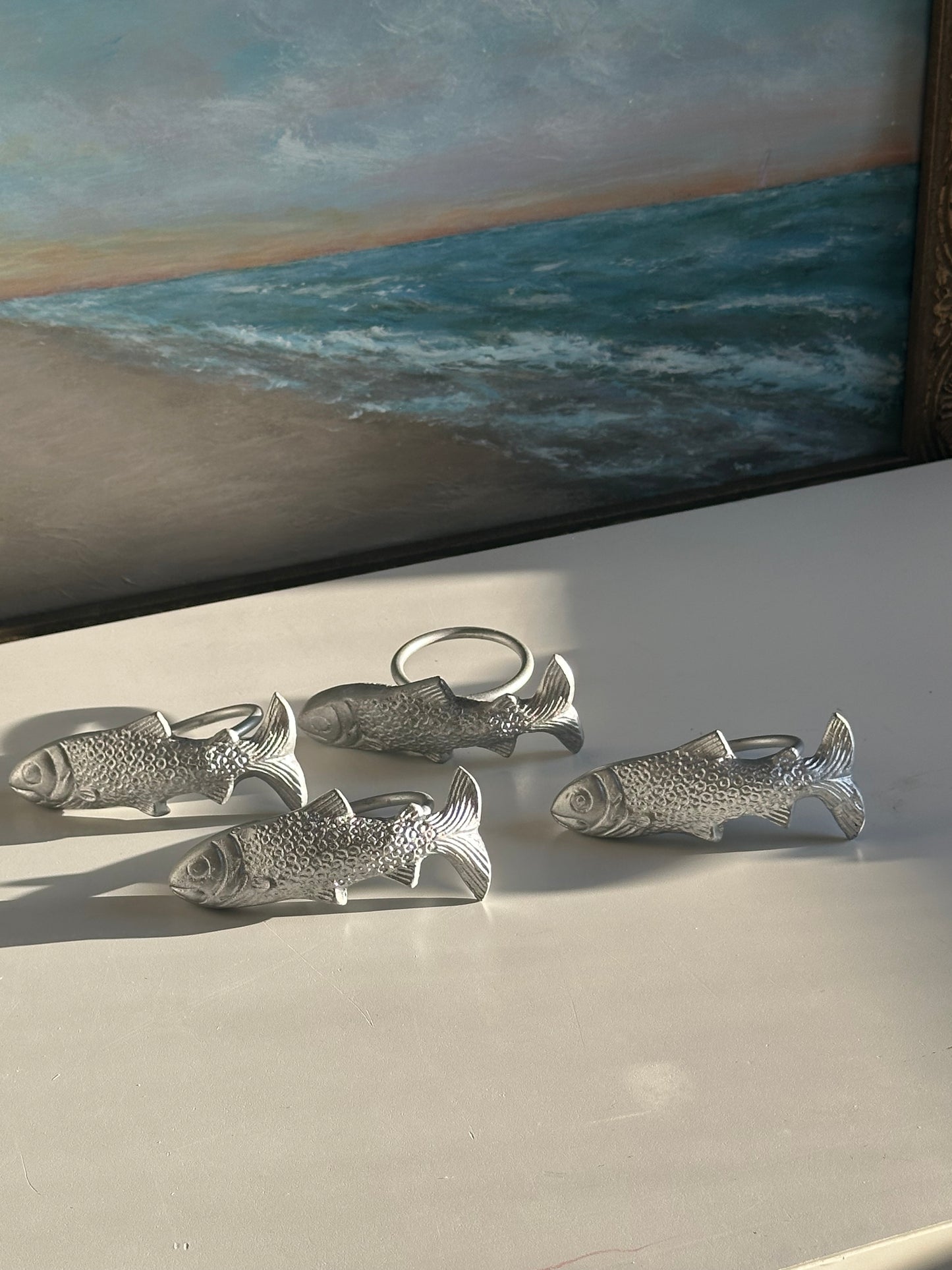 Set of 4 Silver Fish Napkin Rings