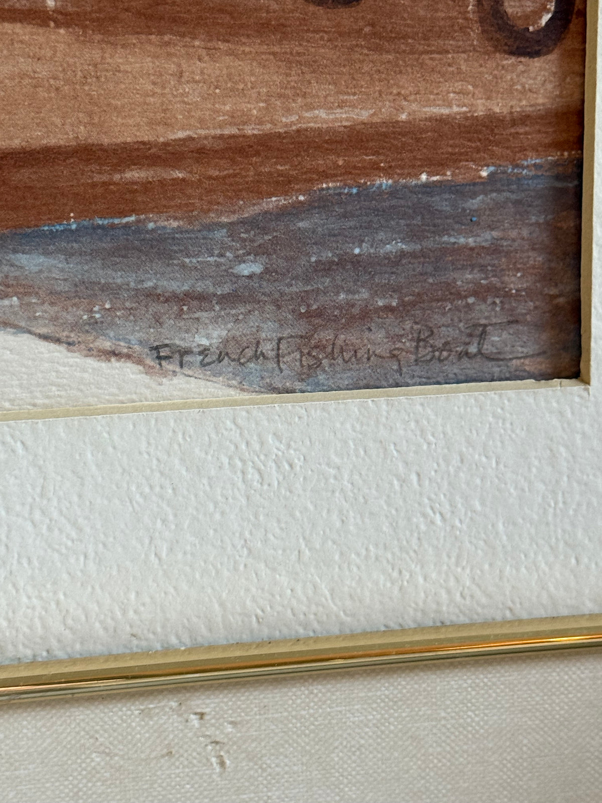 Hand Drawn French Sailboat Art in Rustic Frame (no glass)