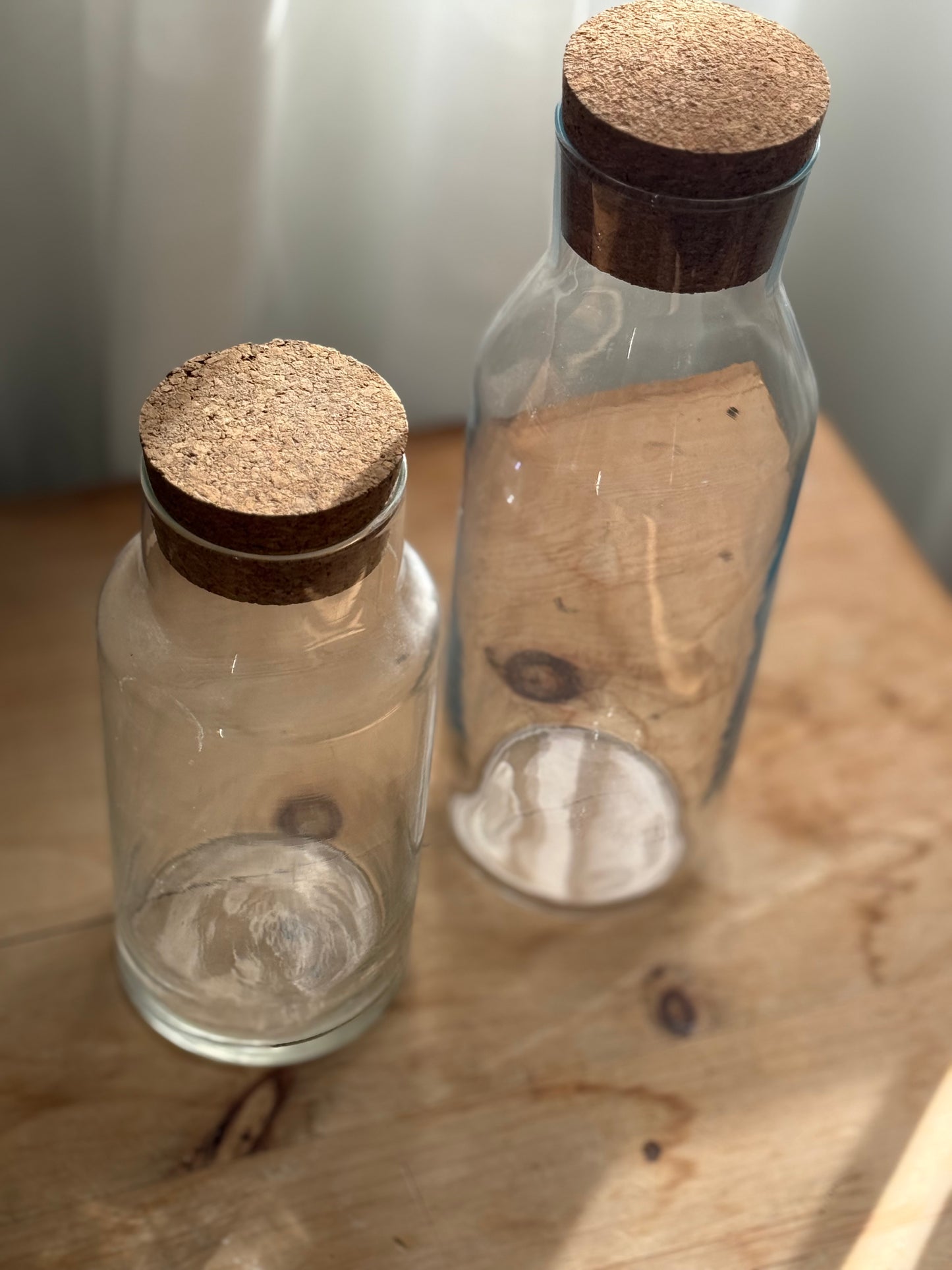 Pair of Glass Containers with Cork Tops