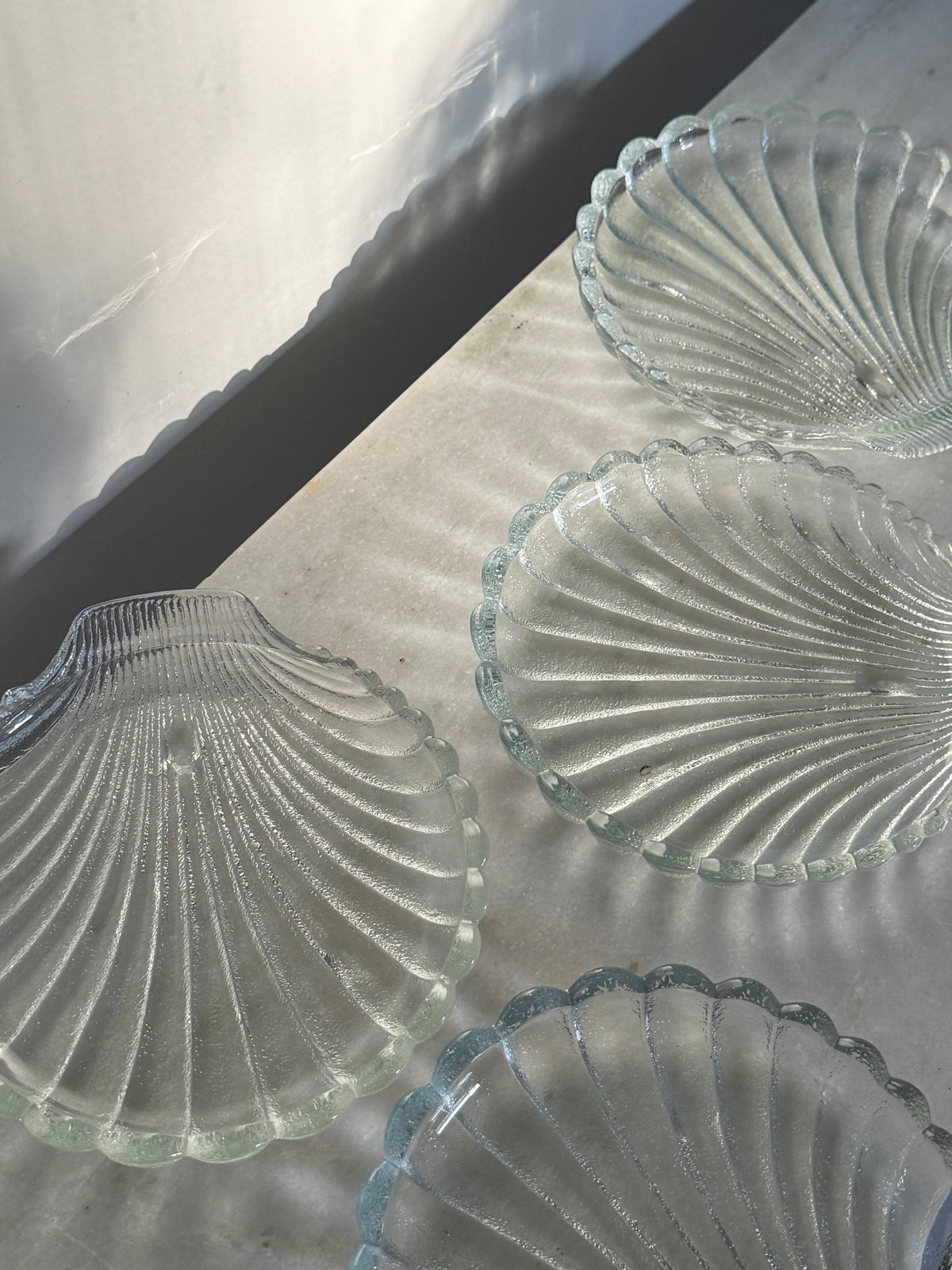 Glass Seashell Plates Set of 4