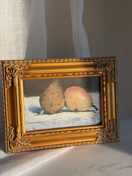 Gold Frame with Pear Still Life Print