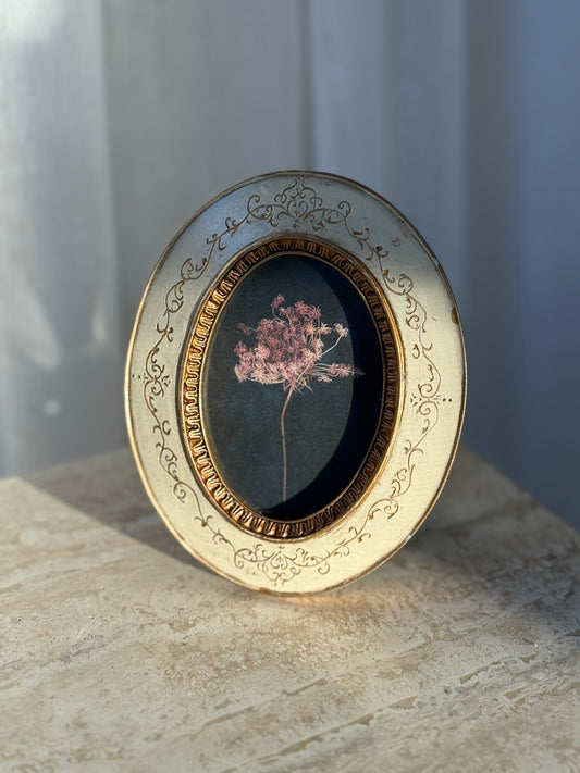 Small Vintage Oval Frame with Floral Print