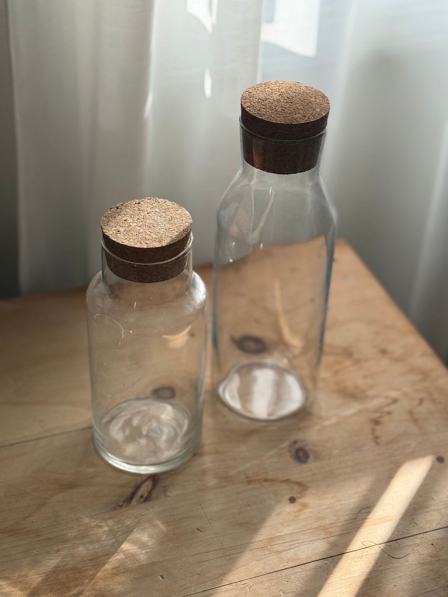 Pair of Glass Containers with Cork Tops