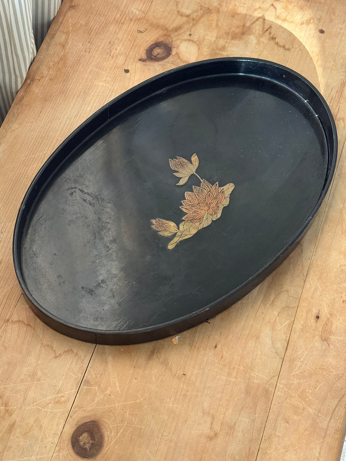 Black Floral Tray