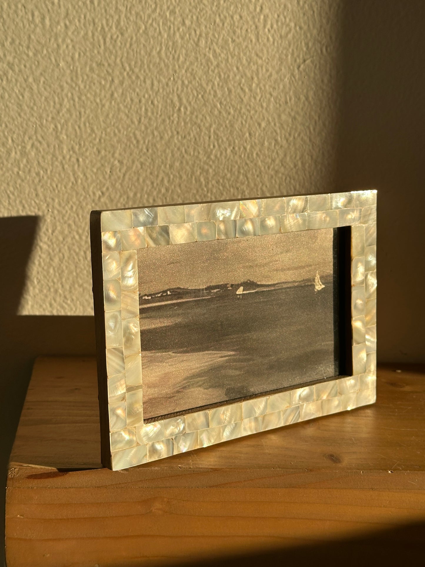 Mother of Pearl Frame with Print of Ocean Painting