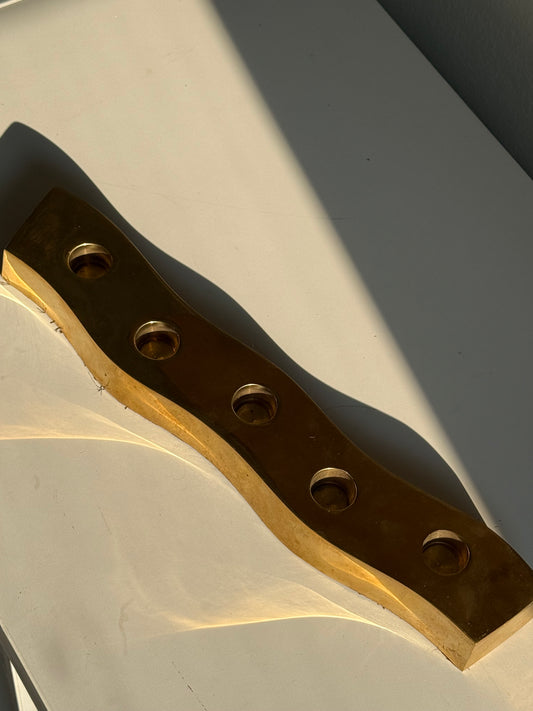 Heavy Brass Wavy Candle Holder