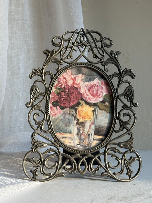 Ornate Vintage Frame with Still Life Floral Print