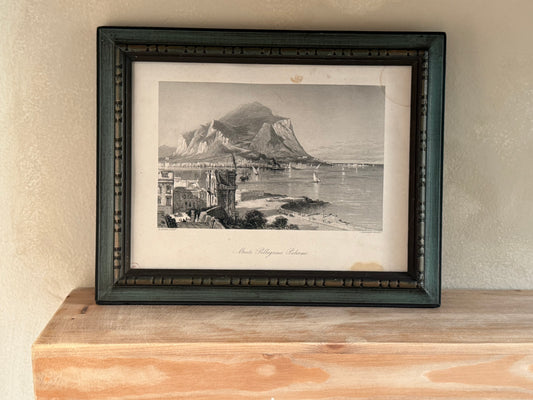 Antique Lithograph of Monte Pellegrino, in Sicily Italy
