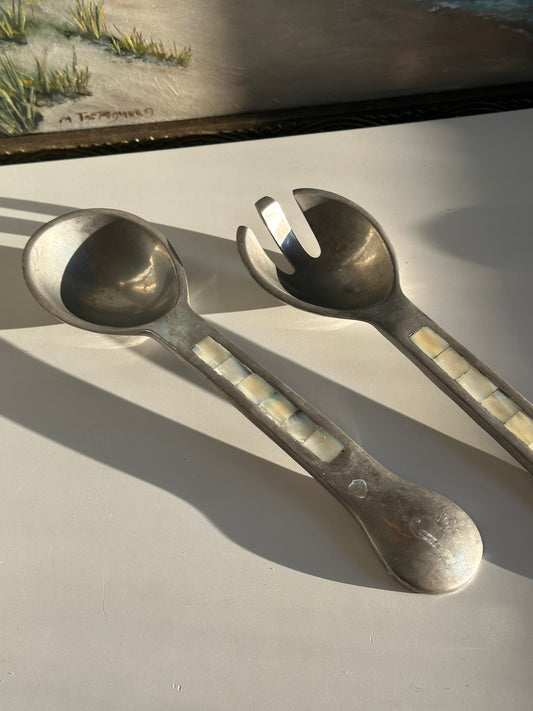 Pewter Mother of Pearl Utensils
