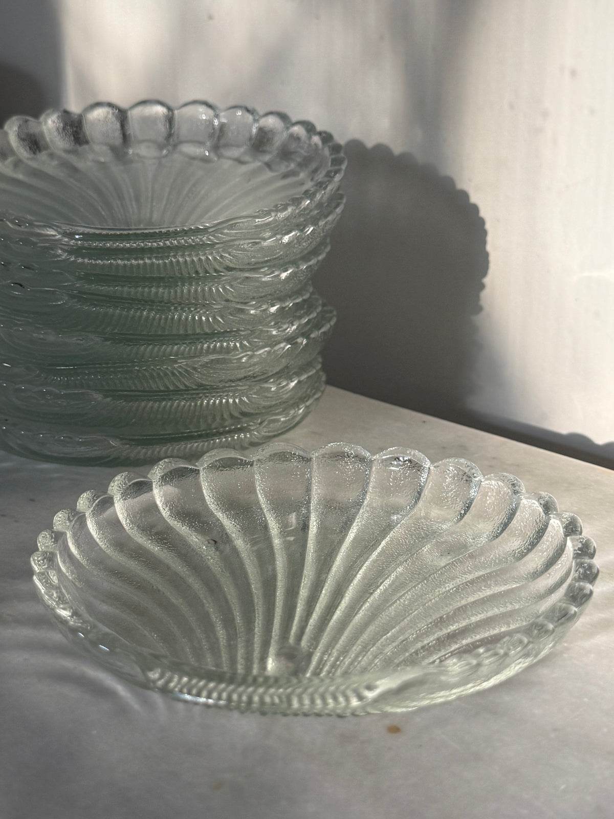 Glass Seashell Plates Set of 4