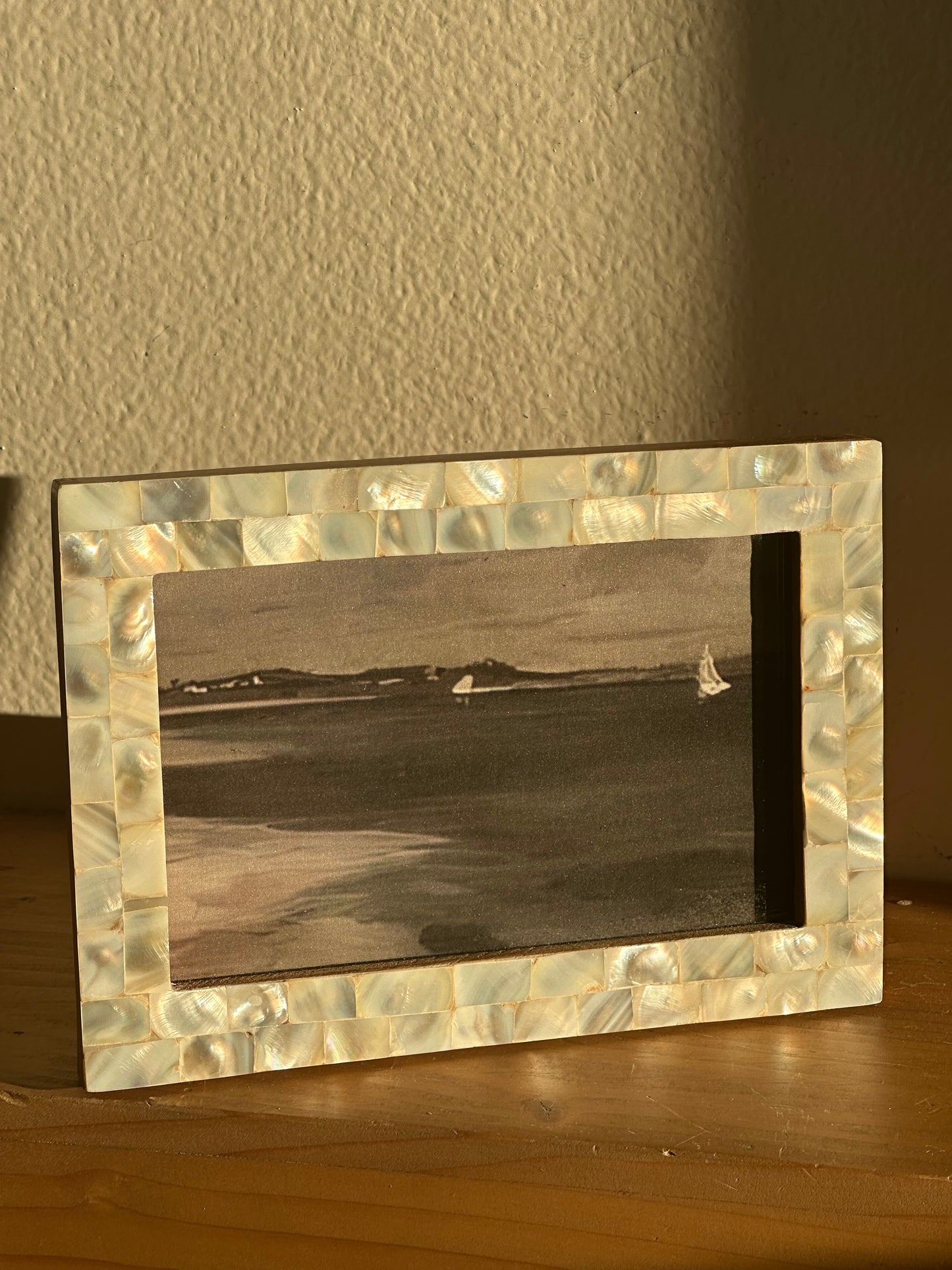 Mother of Pearl Frame with Print of Ocean Painting