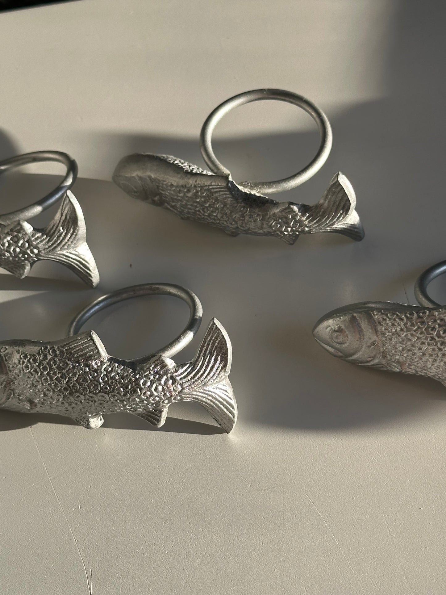 Set of 4 Silver Fish Napkin Rings