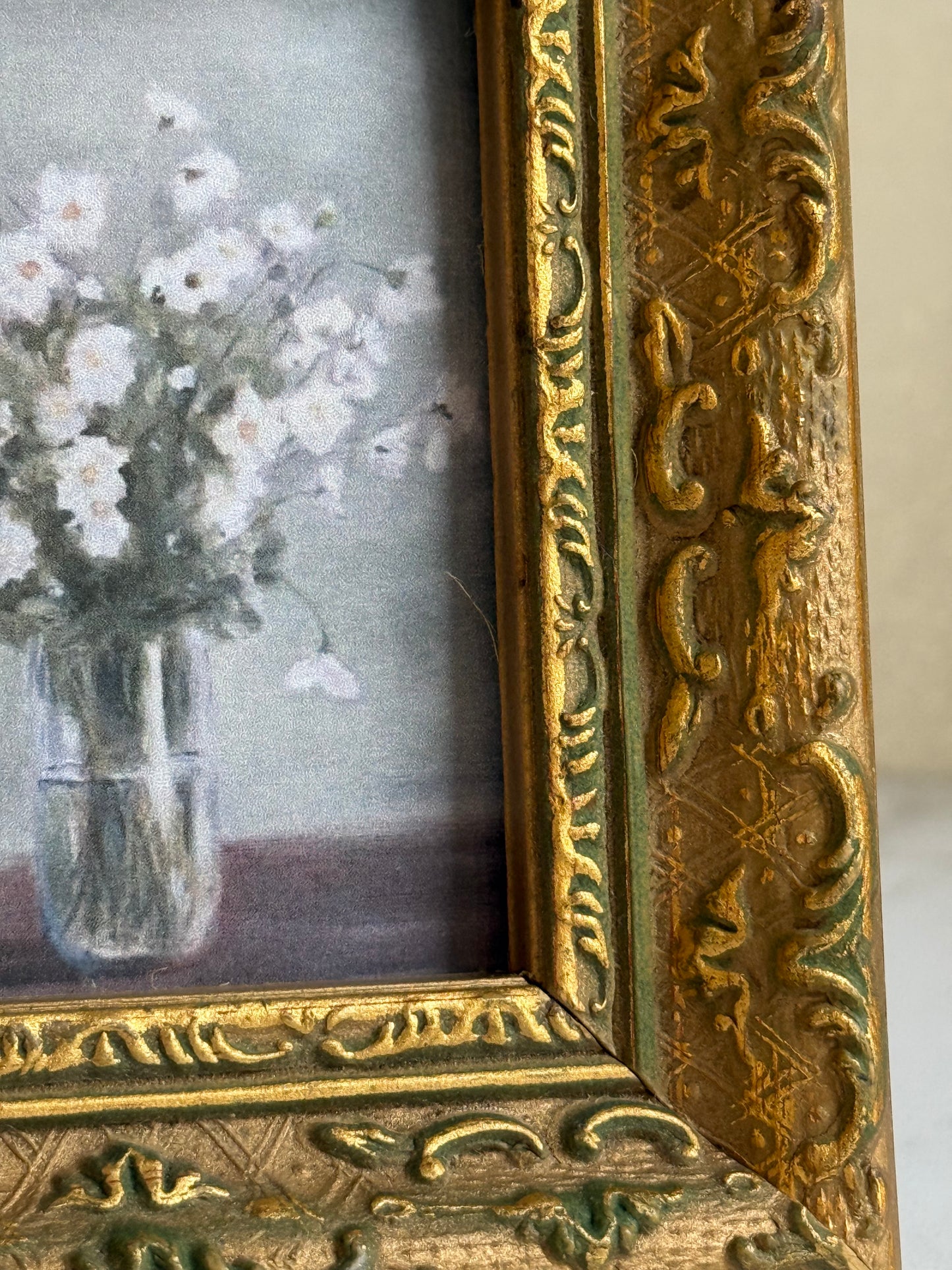 Small Gold Ornate Frame with Floral Painting (print)
