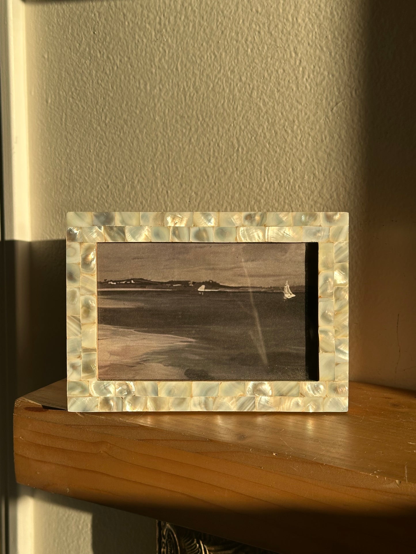 Mother of Pearl Frame with Print of Ocean Painting