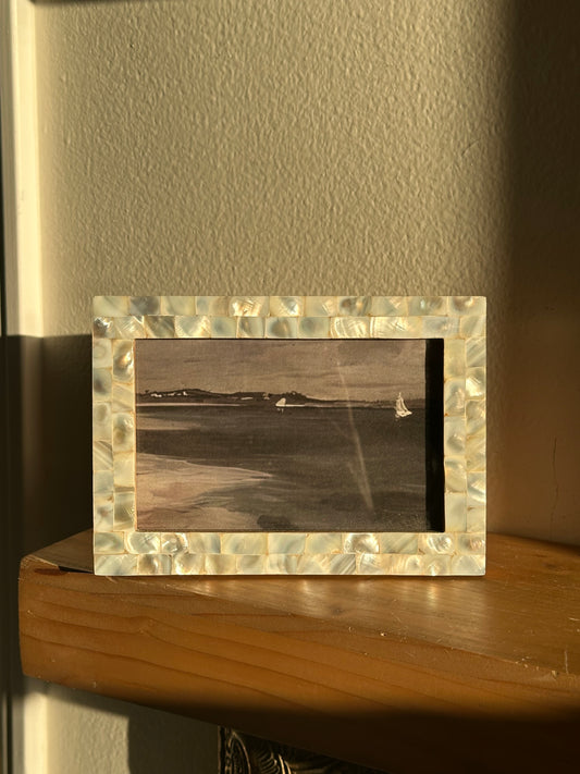 Mother of Pearl Frame with Print of Ocean Painting