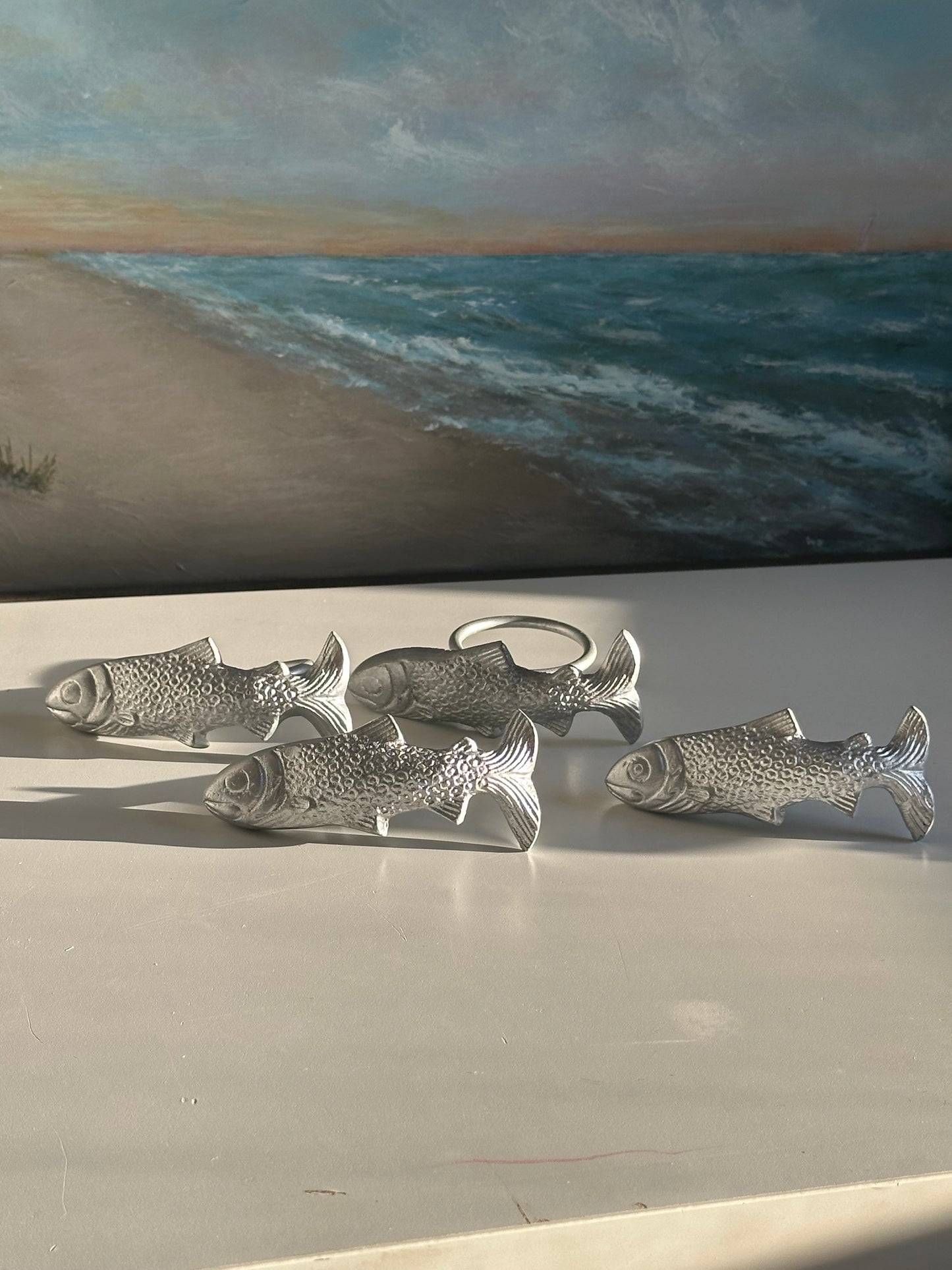 Set of 4 Silver Fish Napkin Rings