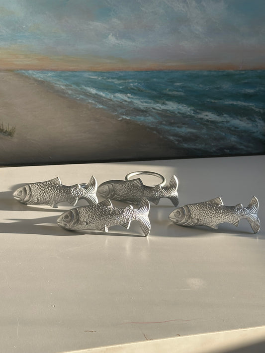 Set of 4 Silver Fish Napkin Rings